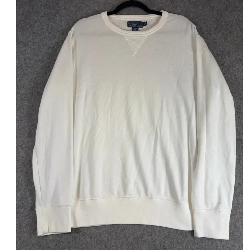 VINTAGE Polo Ralph Lauren Sweatshirt Mens Pony Pullover Crewneck Large Single V - Picture 1 of 6